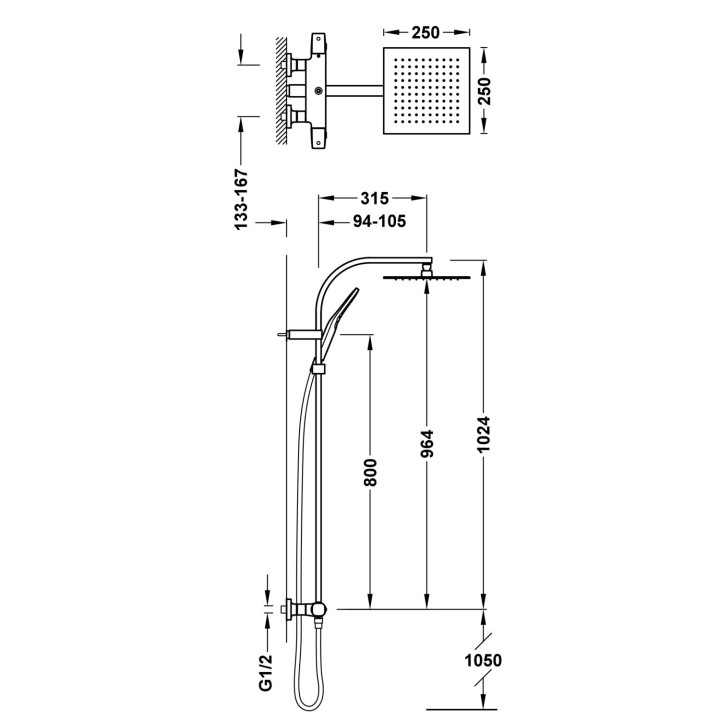 Conjunto termostático ducha OVER-WALL cromo - 19039311 2