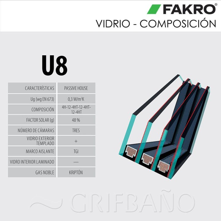 Ventana para tejado giratoria FAKRO FTT/U U8 THERMO Passive House blanco 7