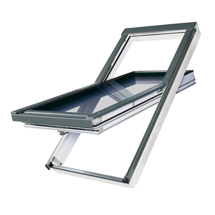 Ventana para tejado giratoria FAKRO FTT/U U8 THERMO Passive House blanco 1