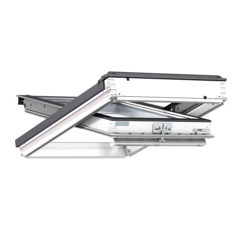 Ventana para tejado giratoria baja pendiente VELUX GBL pintada blanco Ventana para tejado giratoria baja pendiente VELUX GBL pintada blanco