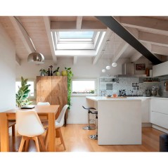 Ventana para tejado giratoria baja pendiente VELUX GBL pintada blanco - Velux