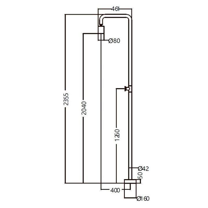 Columna ducha jardín piscina POOL acero S316 negro mate - GPP001/ANG 7
