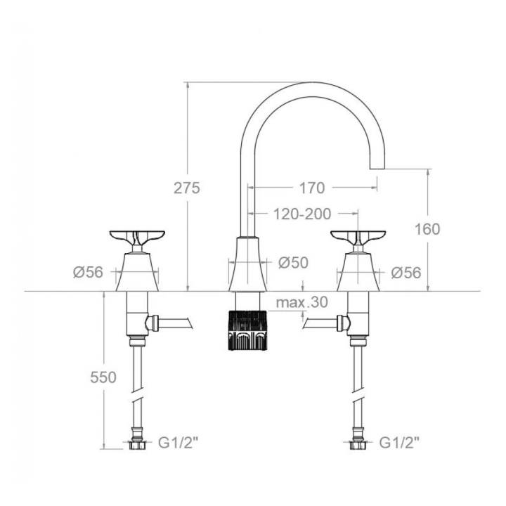 Bimando lavabo repisa ADAGIO negro mate - 914201NM 2