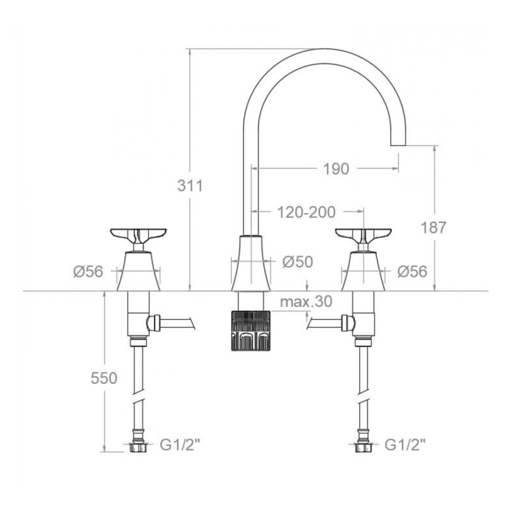Bimando lavabo alto repisa ADAGIO negro mate - 914202NM 2