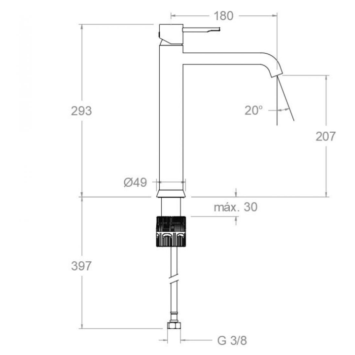 Monomando lavabo alto XL ODISEA oro cepillado - 390201OC 2