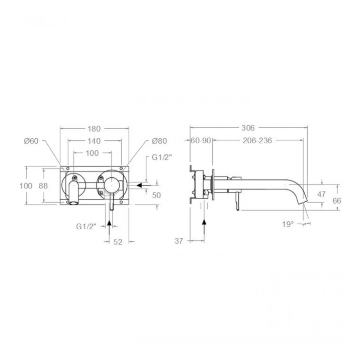 Monomando lavabo empotrado ODISEA negro mate - 39210*NM 4
