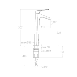 Monomando lavabo alto XL URBAN CHIC Negro Mate - 211001NM 2