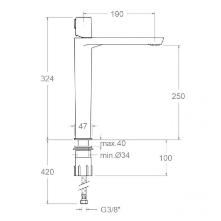 Monomando lavabo alto TZAR negro mate - 340201NM