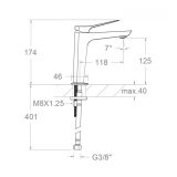 Monomando lavabo PRISMA negro mate - 420401NM 2