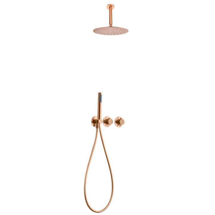 Kit termostático ducha empotrado 2-vías BREDA oro rosa cepillado - GTB056/ORC 1