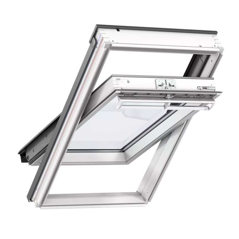 Ventana para tejado giratoria eléctrica VELUX GGU poliuretano blanco Ventana para tejado giratoria eléctrica VELUX GGU poliuretano blanco