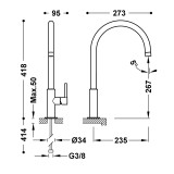 Monomando lavabo alto XL STUDY-TRES negro mate - 26290401NM 2