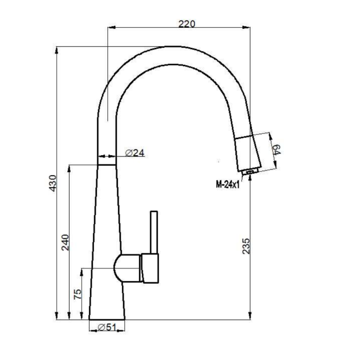 Monomando fregadero TUBULAR caño extraíble cromo - 82681 2