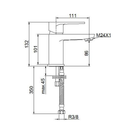 Monomando lavabo LUCA negro mate - 14107/N