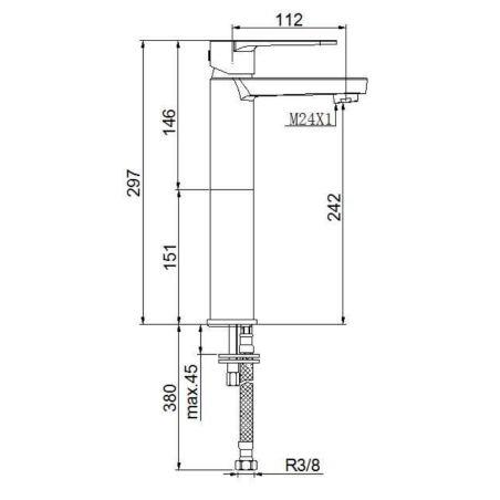 Monomando lavabo alto XXL LUCA negro mate - 14111/N
