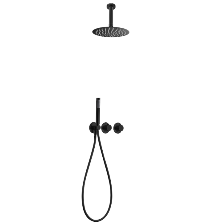 Kit termostático ducha empotrado 2-vías BREDA negro mate - GTB056/NG 1