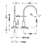 Monomando fregadero osmosis 1 agua TRES acero - 23050302 2