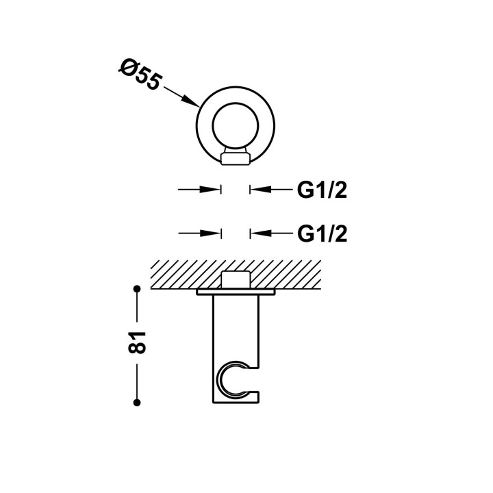 Soporte ducha con toma TRES cromo - 21518221 2