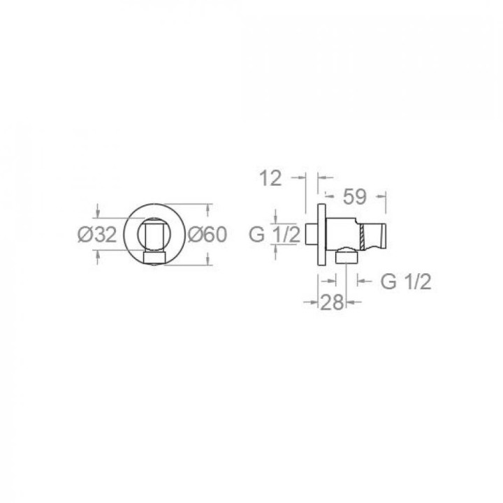 Soporte ducha con toma RS redondo grafito - 3796GR 2