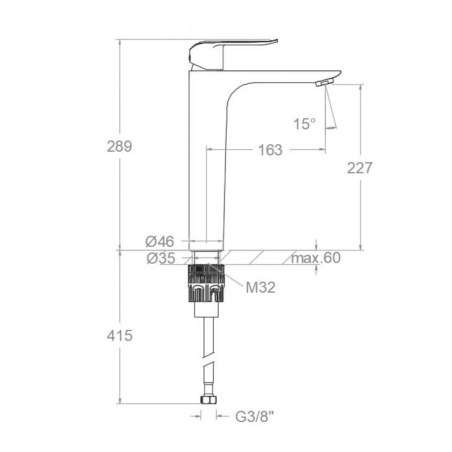 Monomando lavabo alto YPSILON PLUS cromo - 641011