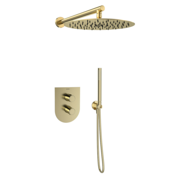 Kit termostático ducha empotrado 2-vías TZAR oro cepillado - K3487012OC 1