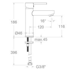 Monomando lavabo (AF) DRAKO negro mate - 330403NM