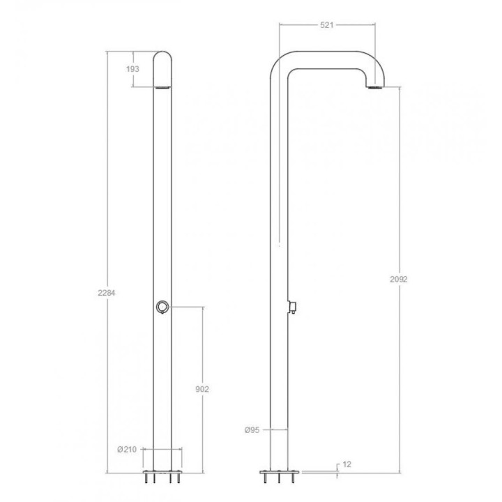 Columna ducha jardin piscina HIDROTERAPIA cobre cepillado - COLEX1CUC 2