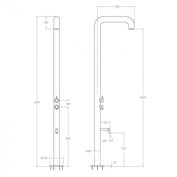Columna ducha jardin piscina HIDROTERAPIA cobre cepillado- COLEX2CUC 2