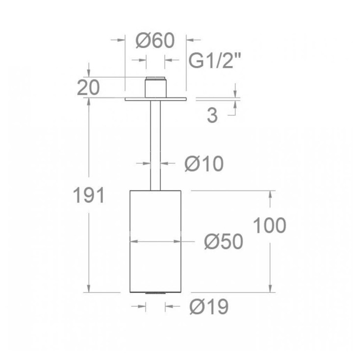 Conjunto rociador cilíndrico 100 mm Tríada oro cepillado - BV10RT100OC 2
