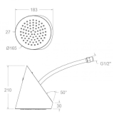 Rociador ducha RS cilíndrico Ø165 mm TUBE oro cepillado - RIR02OC 2
