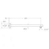 Brazo pared RS redondo 400mm. grafito - B400GR 2