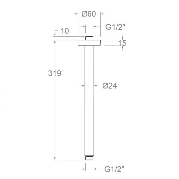 Brazo techo redondo 300 mm cromo - BV300 2