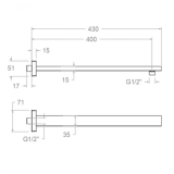 Brazo pared cuadrado HIDROTERAPIA cromo - BK400 2