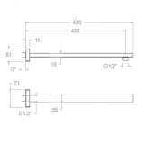 Brazo pared cuadrado HIDROTERAPIA grafito - BK400GR 2