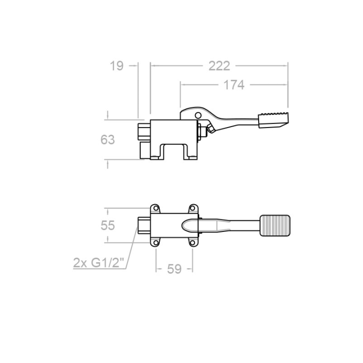 Grifo pedal 1 agua SOLESTOP cromo - 7238 2