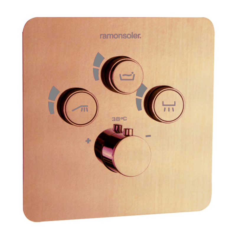 Termostático ducha empotrado 3-vías RS SMART cobre cepillado - 85T301SCUC