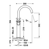 Bimando lavabo alto XL MONTBLANC-TRES cromo - 28380301 2