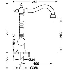 Monomando lavabo TRES-CLASIC acero - 24210801AC