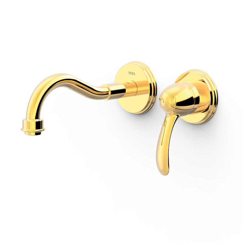 Monomando lavabo empotrado TRES-CLASIC oro brillo - 24220001OR