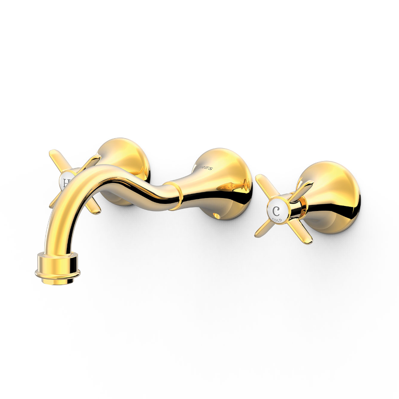 Bimando lavabo empotrado TRES-CLASIC oro brillo - 24215101OR
