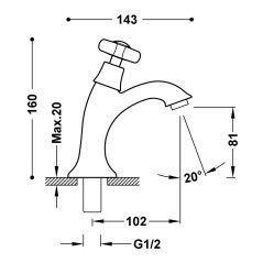 Grifo lavabo 1 agua TRES-CLASIC latón viejo mate - 24250301LM