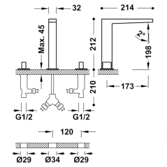Bimando lavabo SLIM-TRES acero - 20210501AC