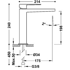 Monomando lavabo alto SLIM-TRES oro brillo - 20210303OR