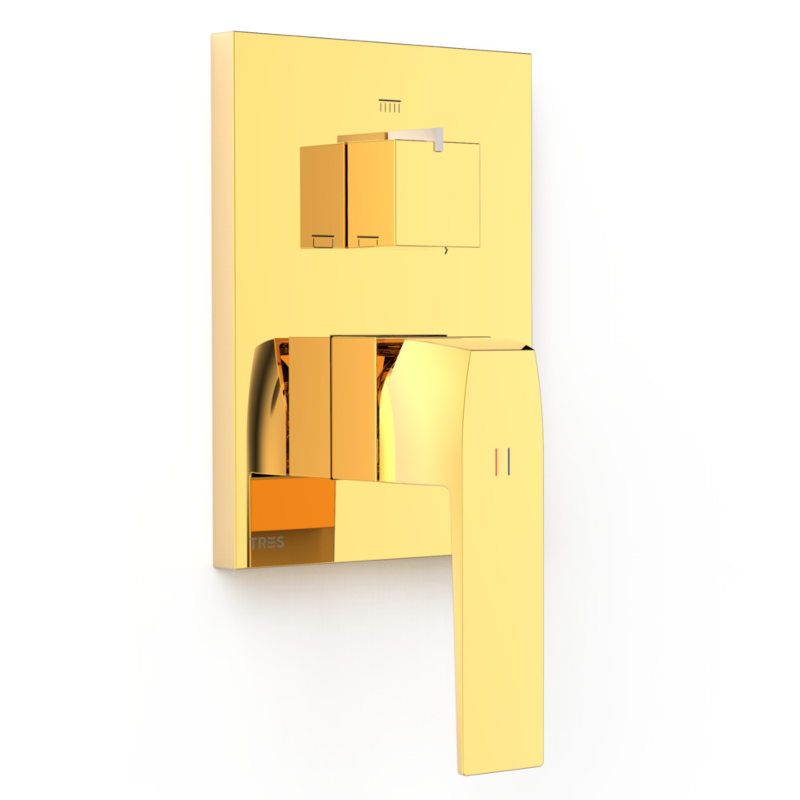 Monomando baño-ducha 3-vías SLIM-TRES RAPID-BOX oro brillo - 20227310OR