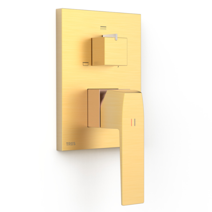 Monomando baño-ducha 3-vías SLIM-TRES RAPID-BOX oro mate - 20227310OM 1