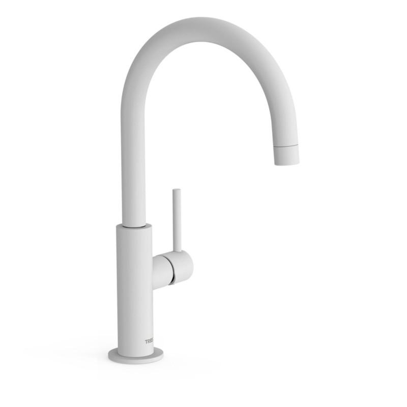 Monomando lavabo alto maneta lateral STUDY-TRES blanco mate - 26290402BM