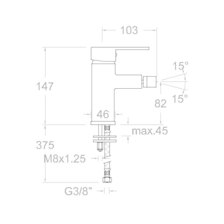 Monomando bidé DRAKO negro mate - 330302NM