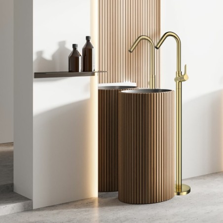 Monomando lavabo a suelo ADAGIO oro cepillado - 917603OC