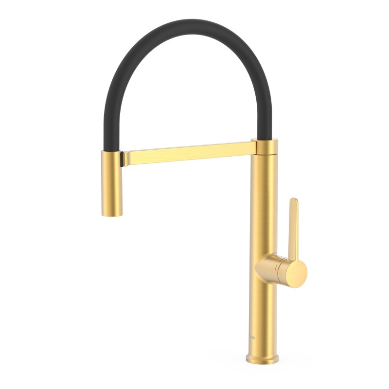 Monomando fregadero TRES FLEXIBLE oro mate - 23048701OM