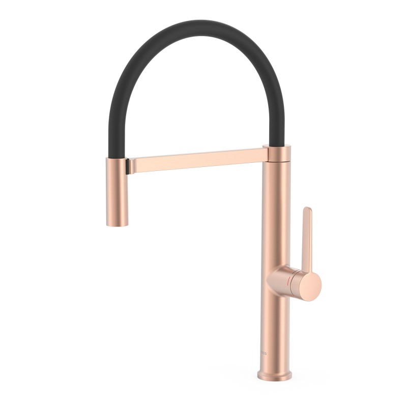 Monomando fregadero TRES FLEXIBLE oro rosa mate - 23048701OPM